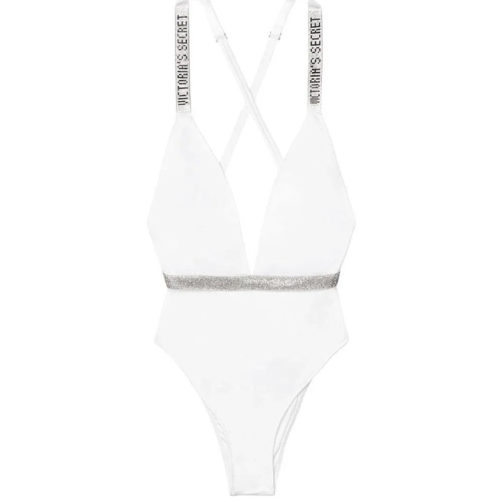 VICTORIA'S SECRET SWIM Rhinestone Bling Strap Plunge One-Piece Swimsuit - NWT - Picture 4 of 6
